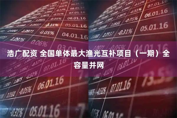 浩广配资 全国单体最大渔光互补项目（一期）全容量并网